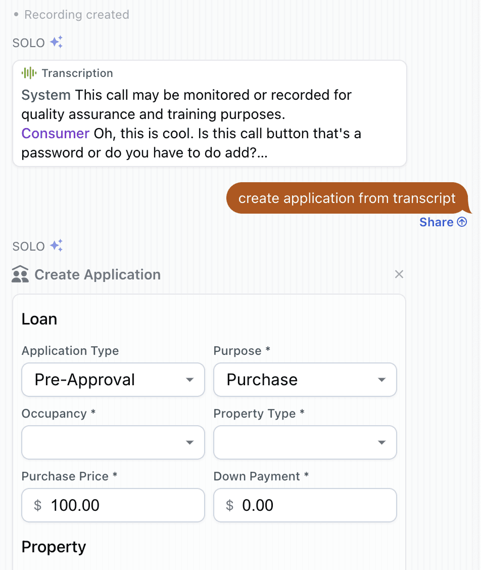 Voice to application